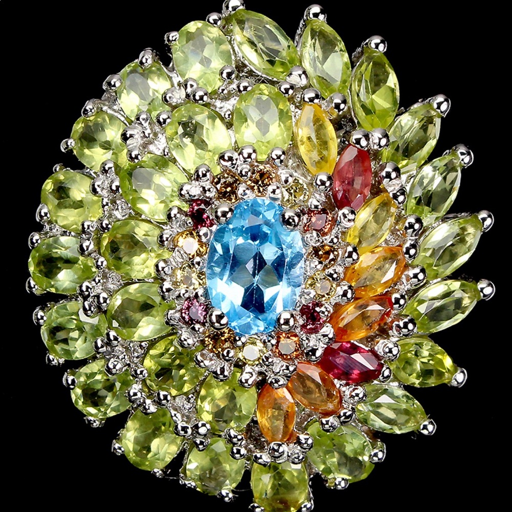 Breathtaking Genuine Blue Topaz Sapphire Peridot